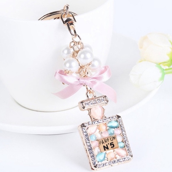 Accessories - Chic Crystal Gemstone Perfume Bottle Keychain Charm